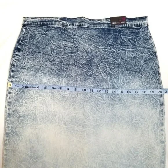 Fashion Nova Pencil Skirt Womens Size1X Stretch Acid Wash Mini Length NEW - Picture 11 of 12